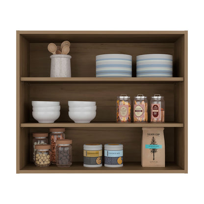 Natural Oak Wall Shelf - 3 Shelves, Storage Unit for Living Room