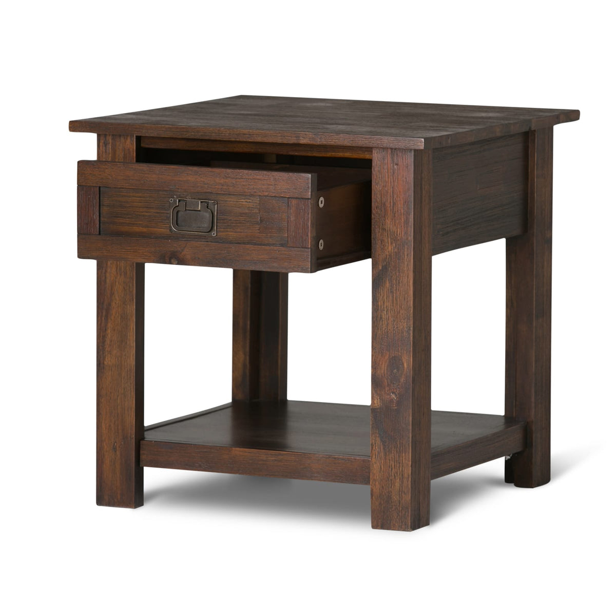 Dark Brown End Table - 22" Square Wood Table