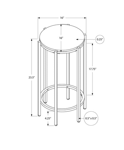 Black Metal Accent Table - 24" Round Side Table for Living Room