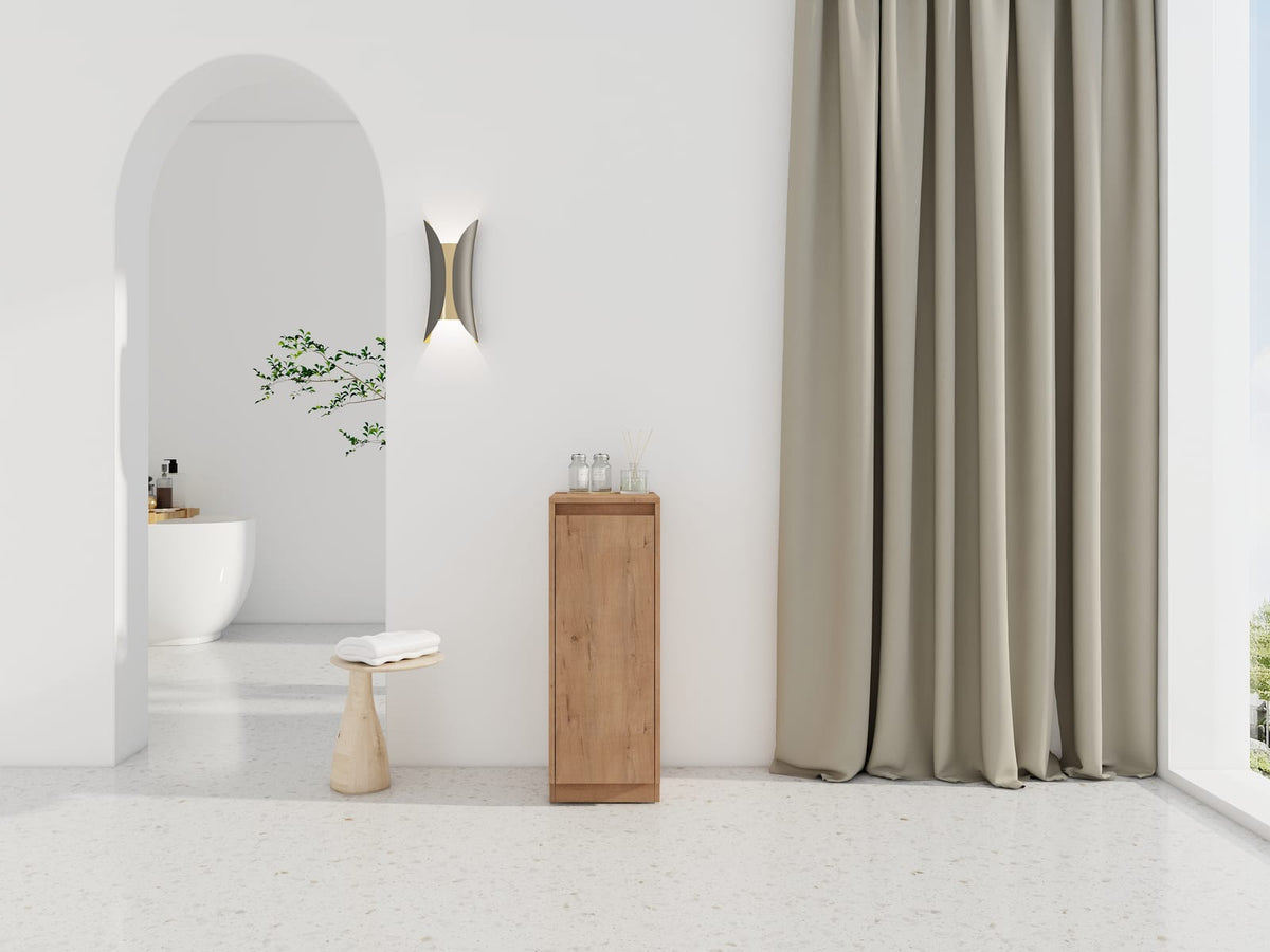 Small Freestanding Oak Bathroom Storage Cabinet - Plywood