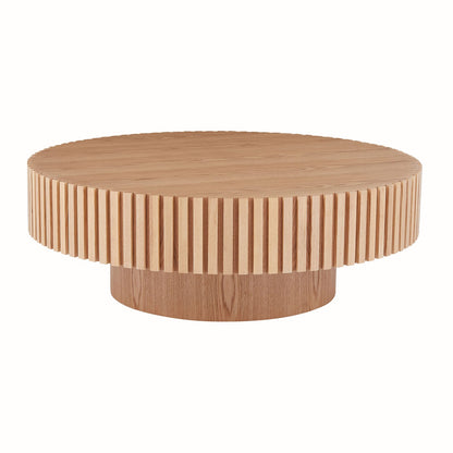 31.49" Round Ash Wood Coffee Table - Small Apartment Table for Living Room