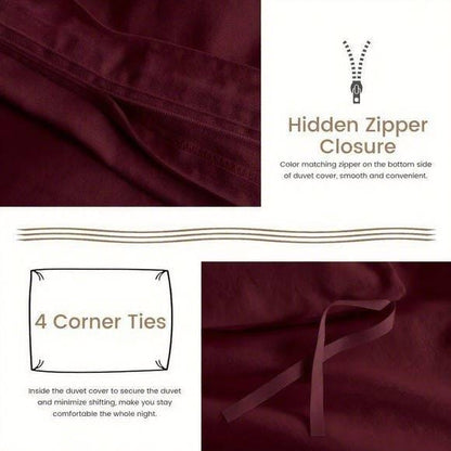 Burgundy Polyester Twin Bedding Set - Comfortable Duvet Cover
