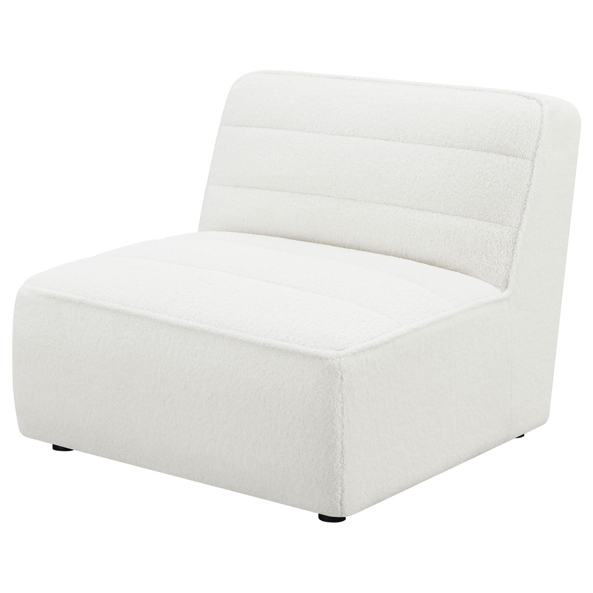 Ivory Upholstered Armless Chair - Plush Comfort for Living Room