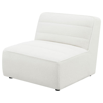 Ivory Upholstered Armless Chair - Plush Comfort for Living Room