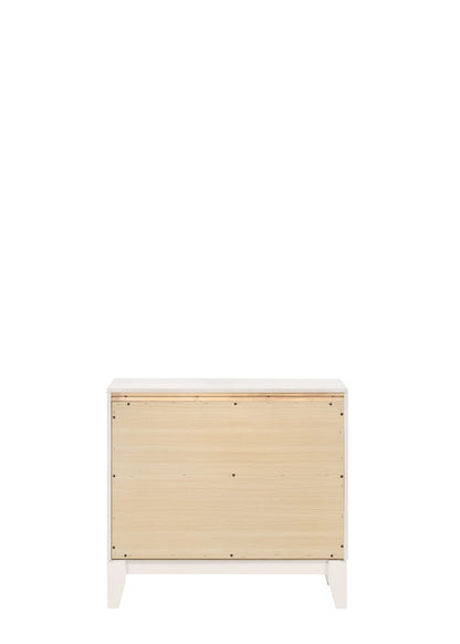White Synthetic Wood Nightstand with Storage Drawers for Bedroom