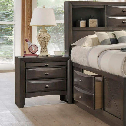 Gray 2 Drawer Bedside Cabinet Nightstand - Contemporary Style