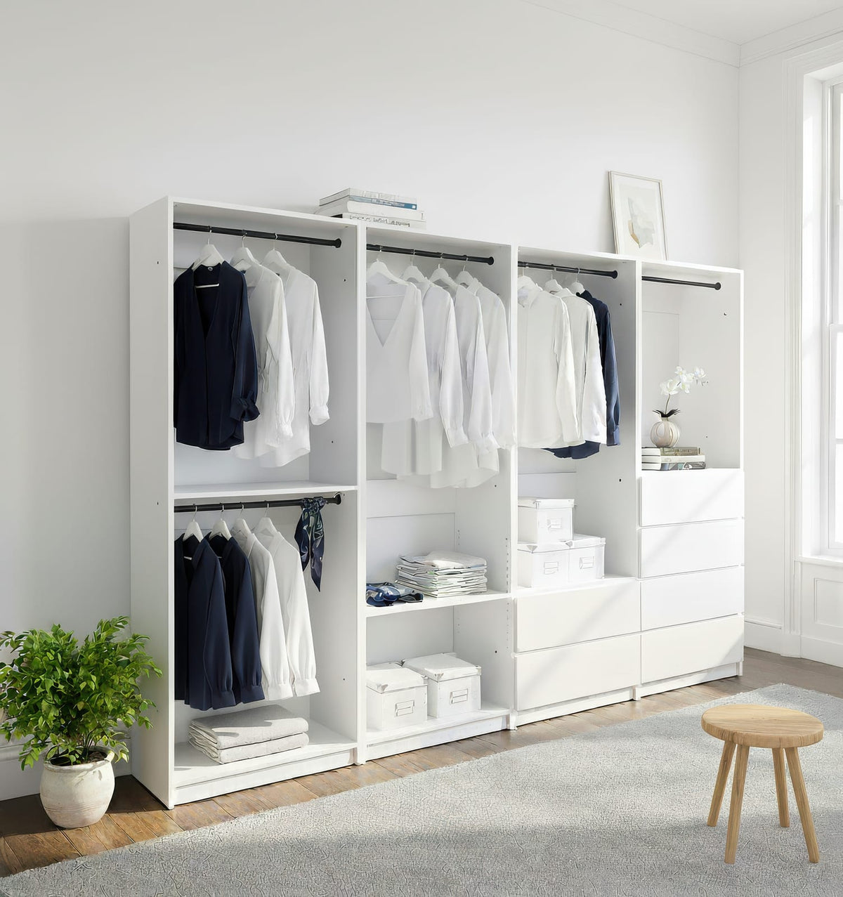 White Wood Walk-In Closet System - 15.7" W