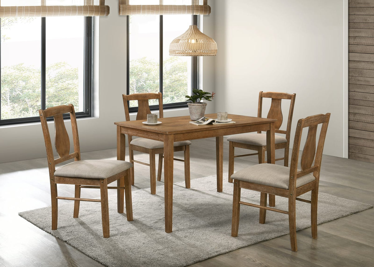 Kayee Weathered Oak Finish 5PC Pack Dining Set - Dining Table & Chairs