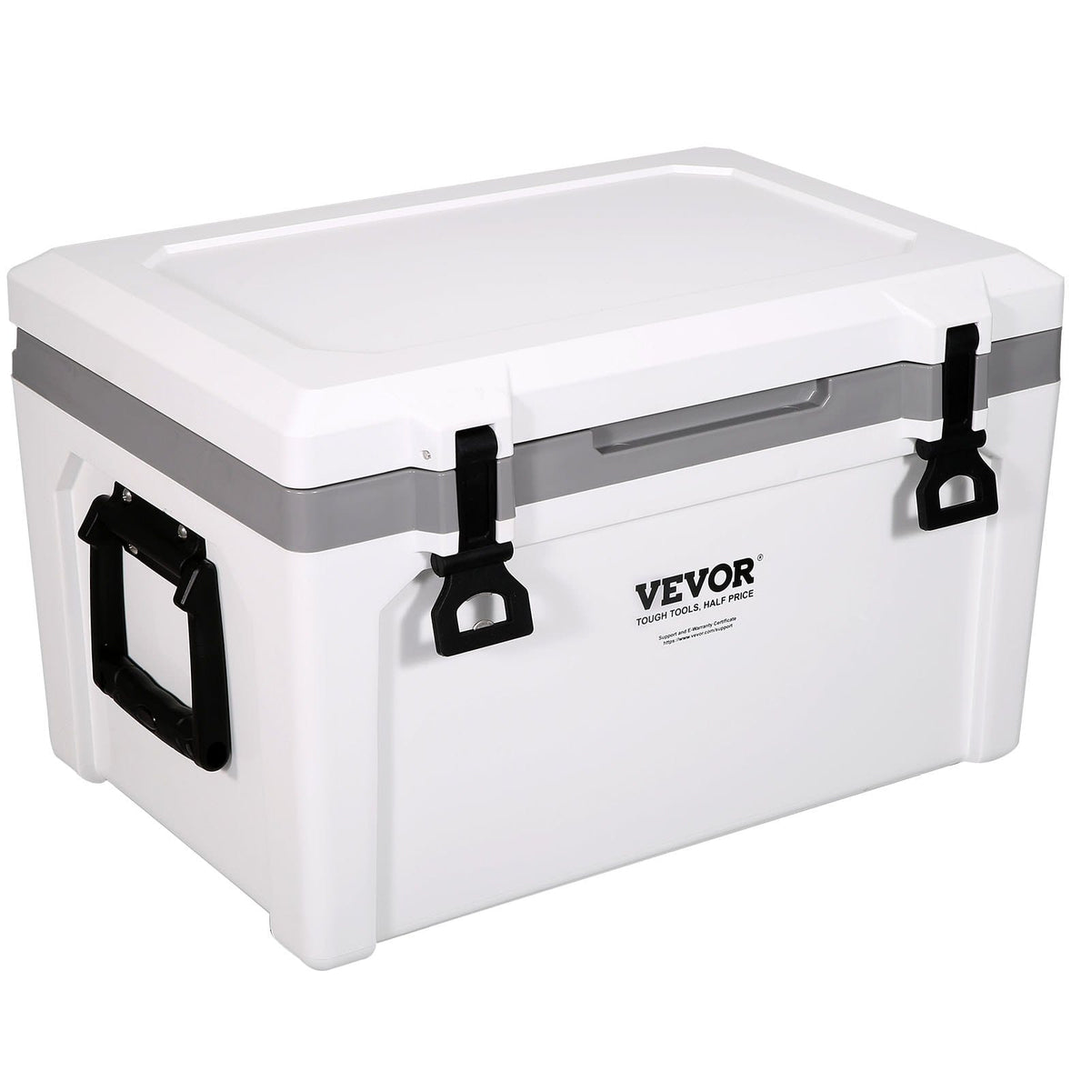 52 Qt Portable Cooler - White Plastic Ice Chest for Camping & Beach