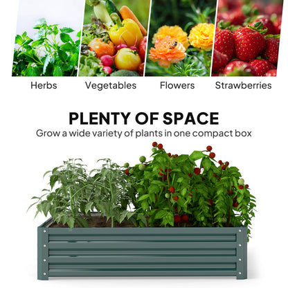 Green Steel Raised Garden Planter Box - 23.5" L x 23.5" W