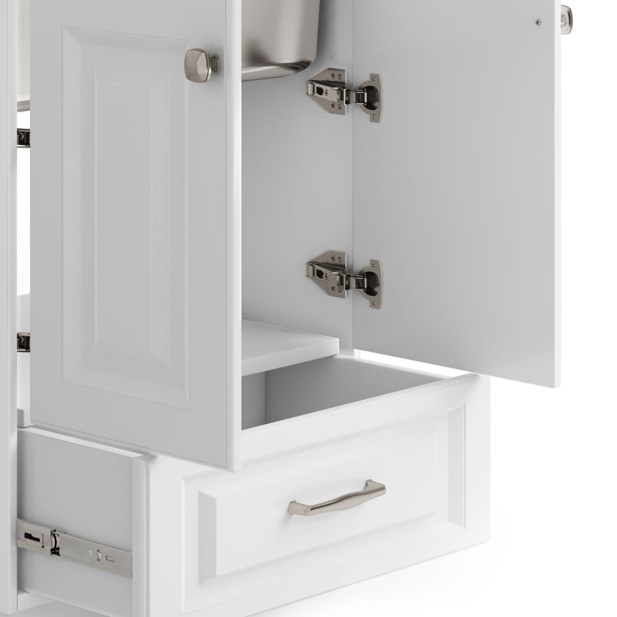 White Shaker Bathroom Vanity Cabinet with Integrated Sink