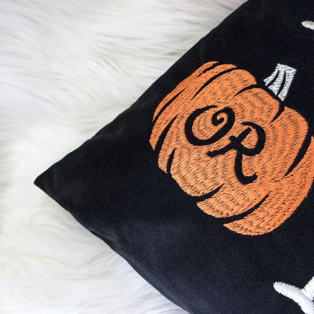 Black Polyester Trick or Treat Halloween Lumbar Pillow 14x20 Inch