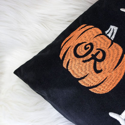 Black Polyester Trick or Treat Halloween Lumbar Pillow 14x20 Inch