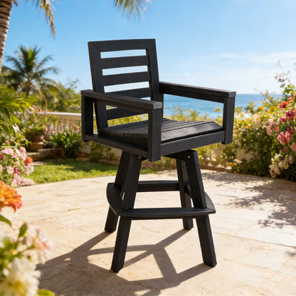 Outdoor Swivel Bar Stools Carbon HDPE Patio Bar Chair 360° Swivel, Weather Resistant
