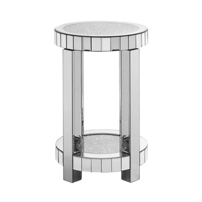 Round Silver Mirrored End Table - Living Room Coffee Table