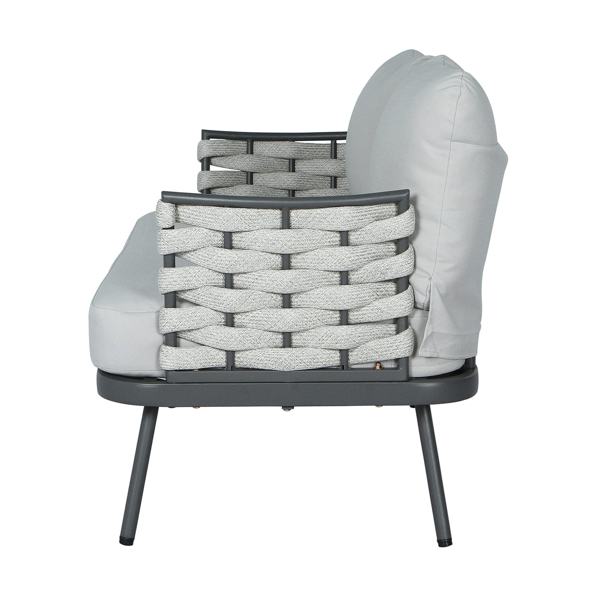 Gray+Gray Mariano Steel Loveseat and Table - 2 Person Patio Set