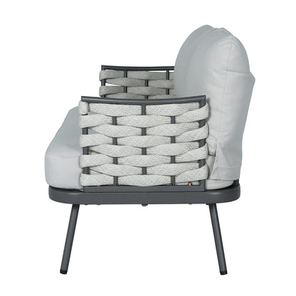 Gray+Gray Mariano Steel Loveseat and Table - 2 Person Patio Set