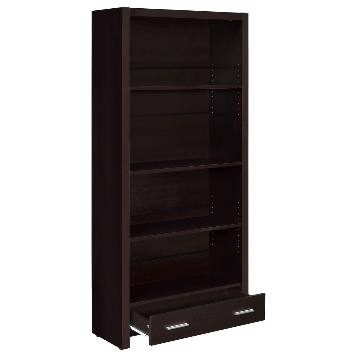 Cappuccino 5 Shelf Bookcase with Drawer in MDF for Living Room