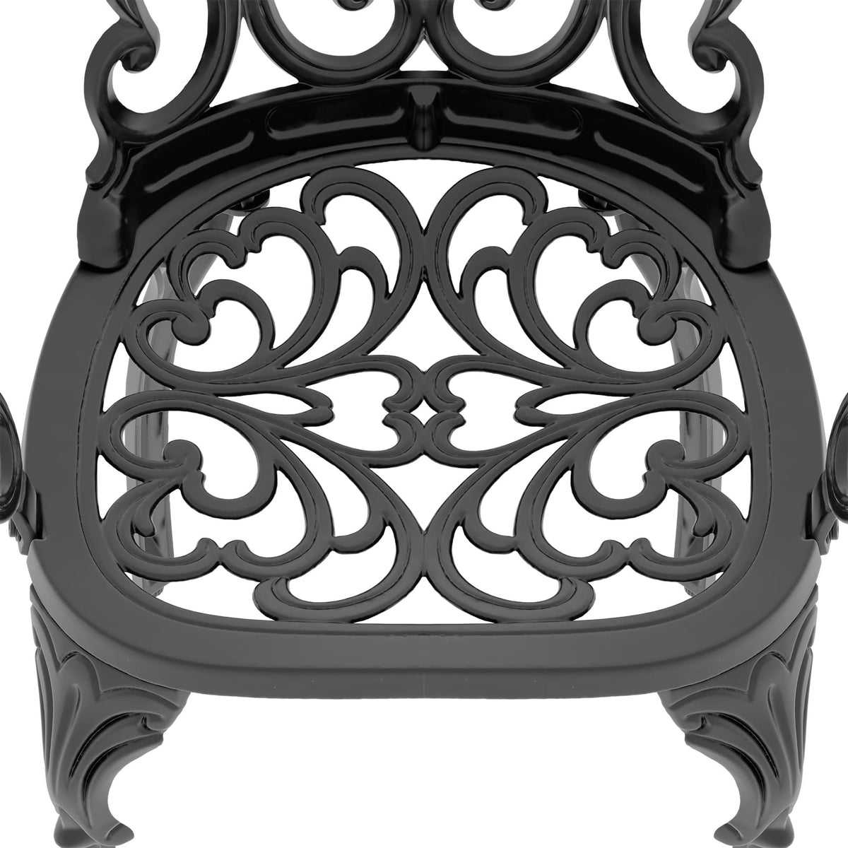 Cast Aluminum Patio Dining Chair 2PCS With Black Frame and Beige Cushions