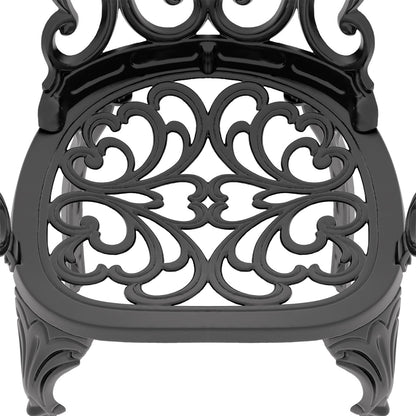 Cast Aluminum Patio Dining Chair 2PCS With Black Frame and Beige Cushions