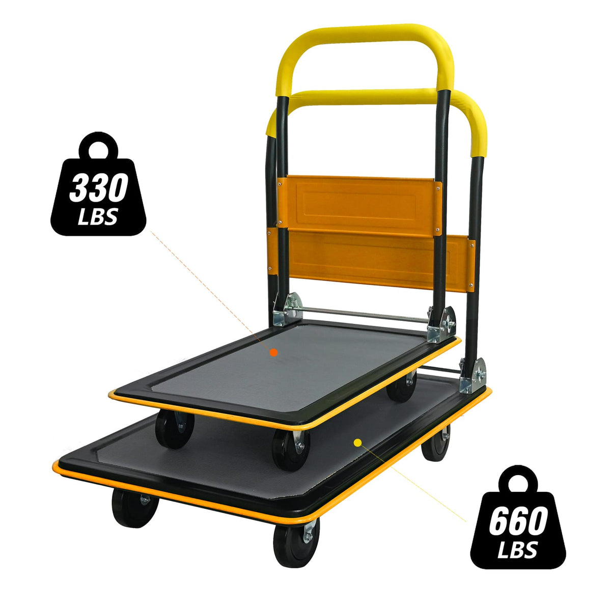 Yellow Steel Folding Hand Truck - 330lb Capacity