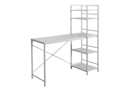 48" White Computer Desk with Storage Shelves for Home Office