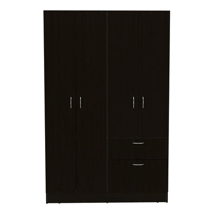 Armoire Alpes: Black & White Bedroom Wardrobe - 67.2" Tall