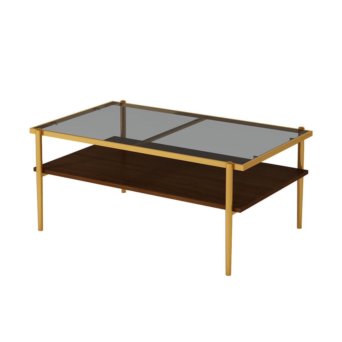 Gray Tempered Glass Coffee Table - 38.39" Modern Design