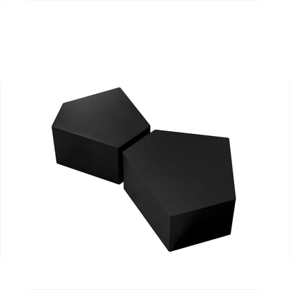 Irregular Pentagon Nesting Coffee Table Set, Black (Set of 2) for Living Room