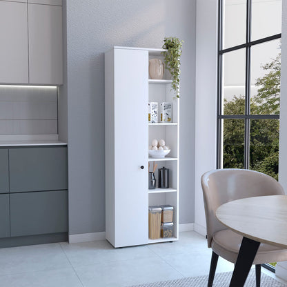 White Kitchen Pantry Cabinet - 10 Storage Spaces for Living Room