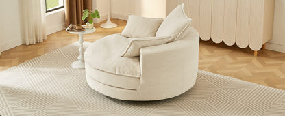 360° Swivel Sofa Chair - Beige Corduroy Barrel Accent Chair