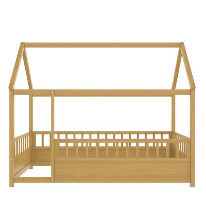 Twin Size Wooden House Bed Frame Natural Pine for Bedroom