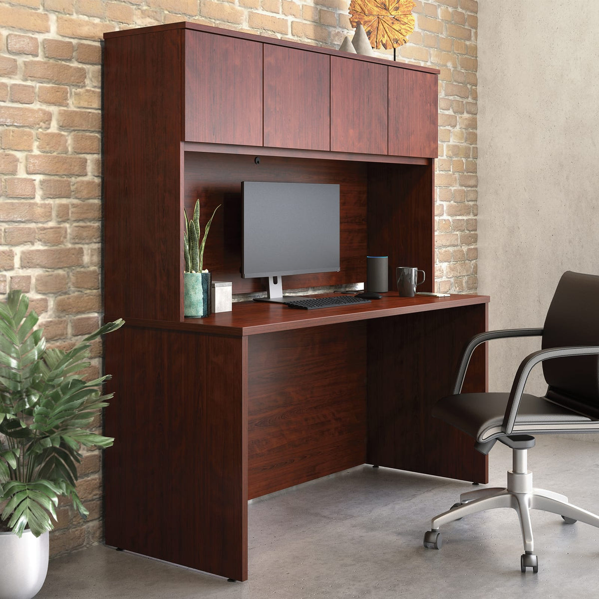 60" Red Desk With Hutch - Home Office Storage