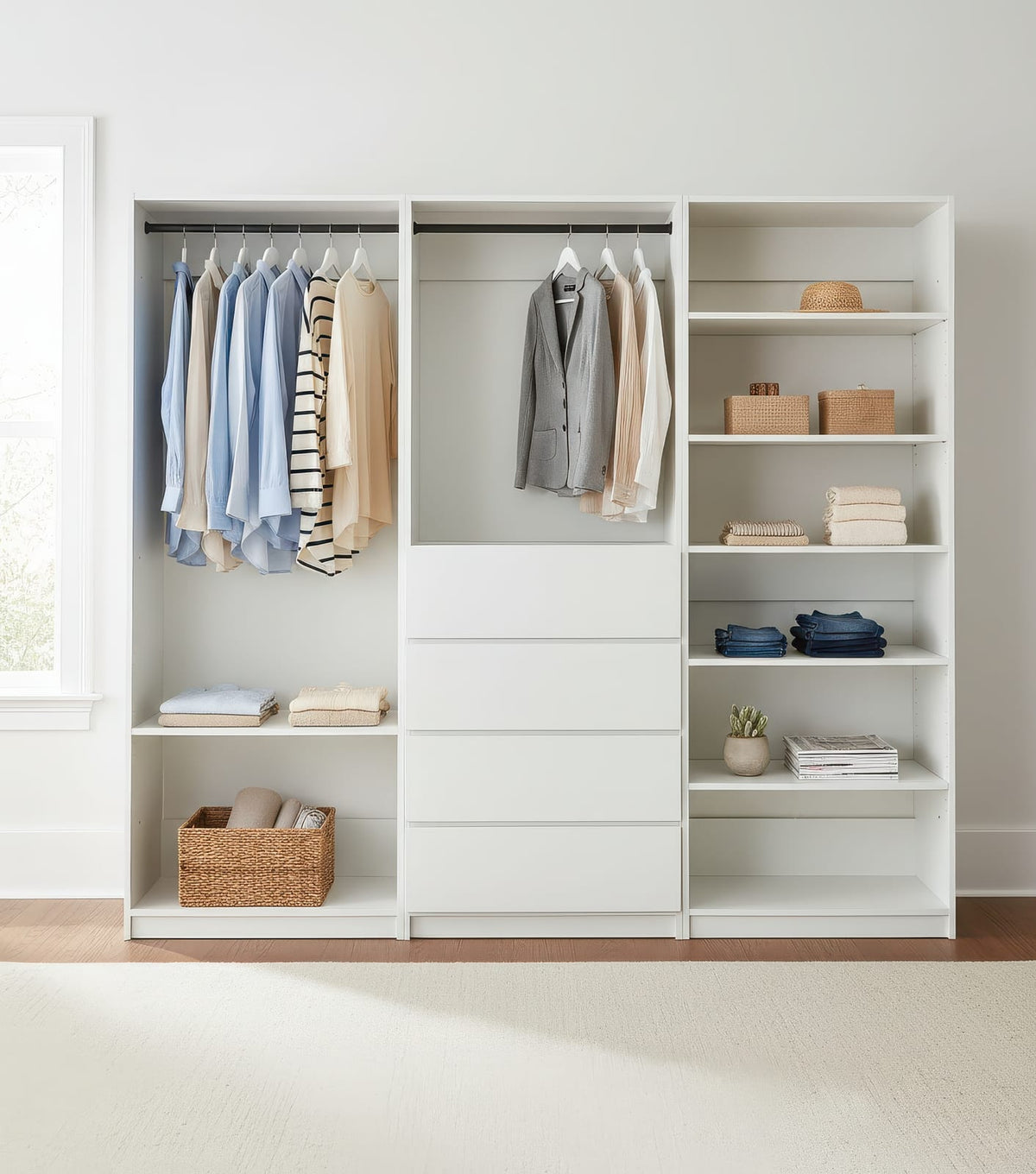 Prosper White Freestanding Walk-In Closet System - Wood & Melamine