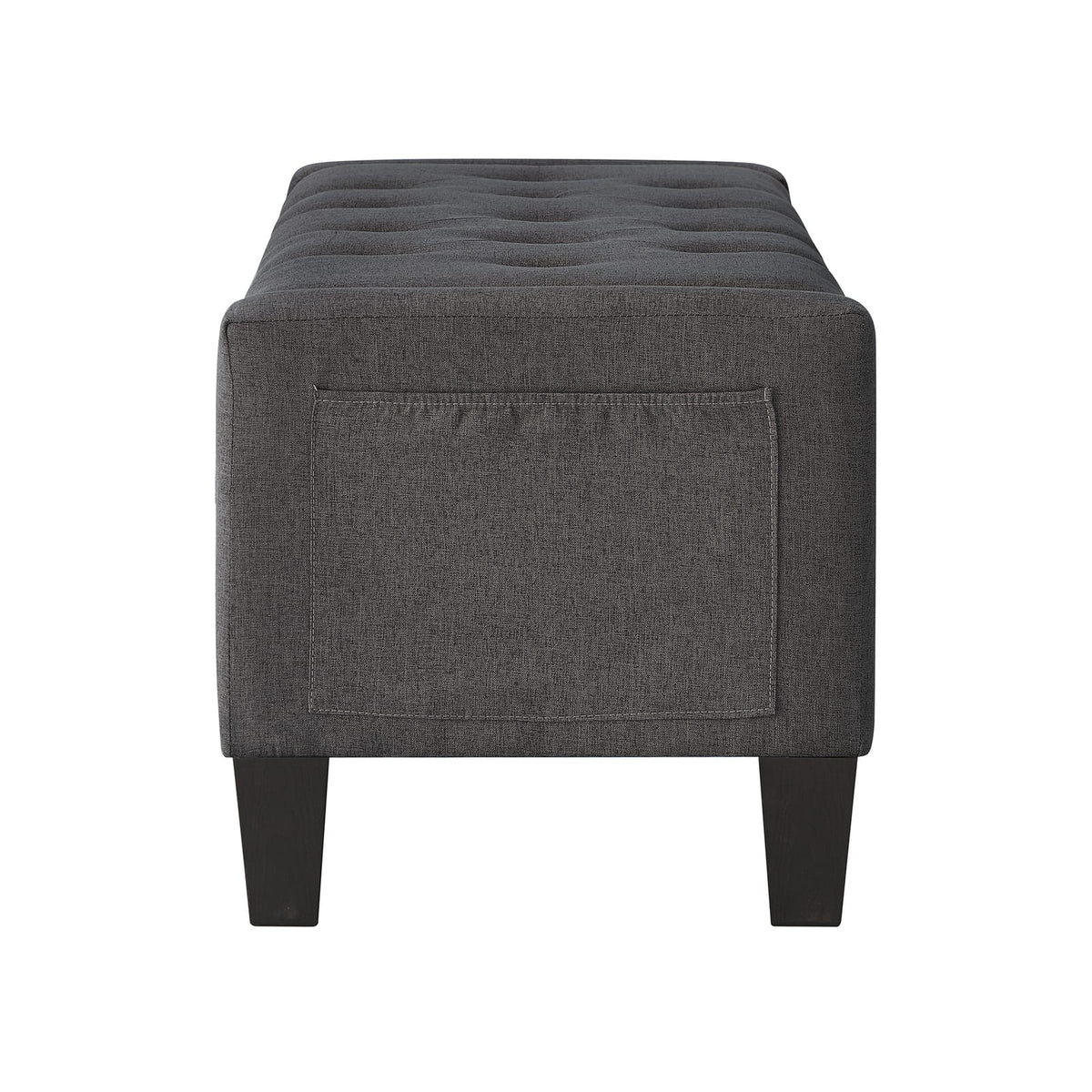 Dark Gray Linen Storage Ottoman Bench - 45" Wide for Living Room
