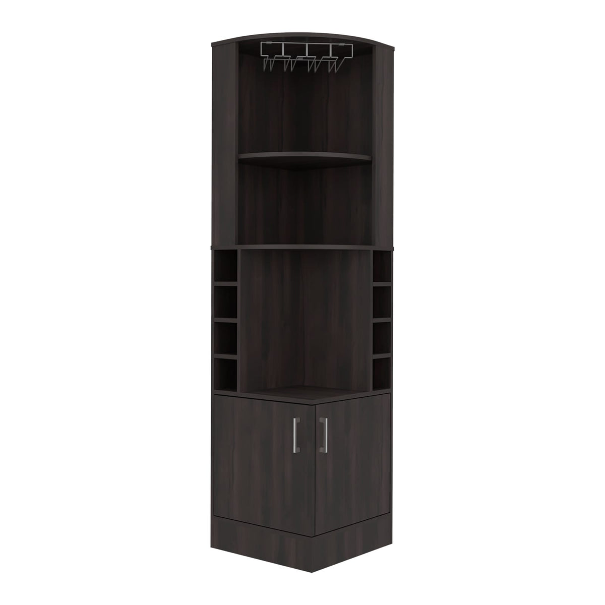 Dark Walnut Corner Wine Rack Cabinet - 71.1" Tall for Dining Room