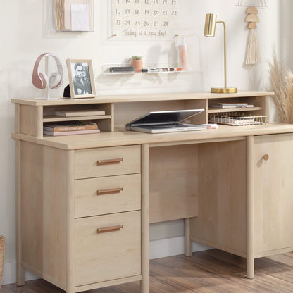 Hutch with Storage Cubbyholes - White Engineered Wood Desk