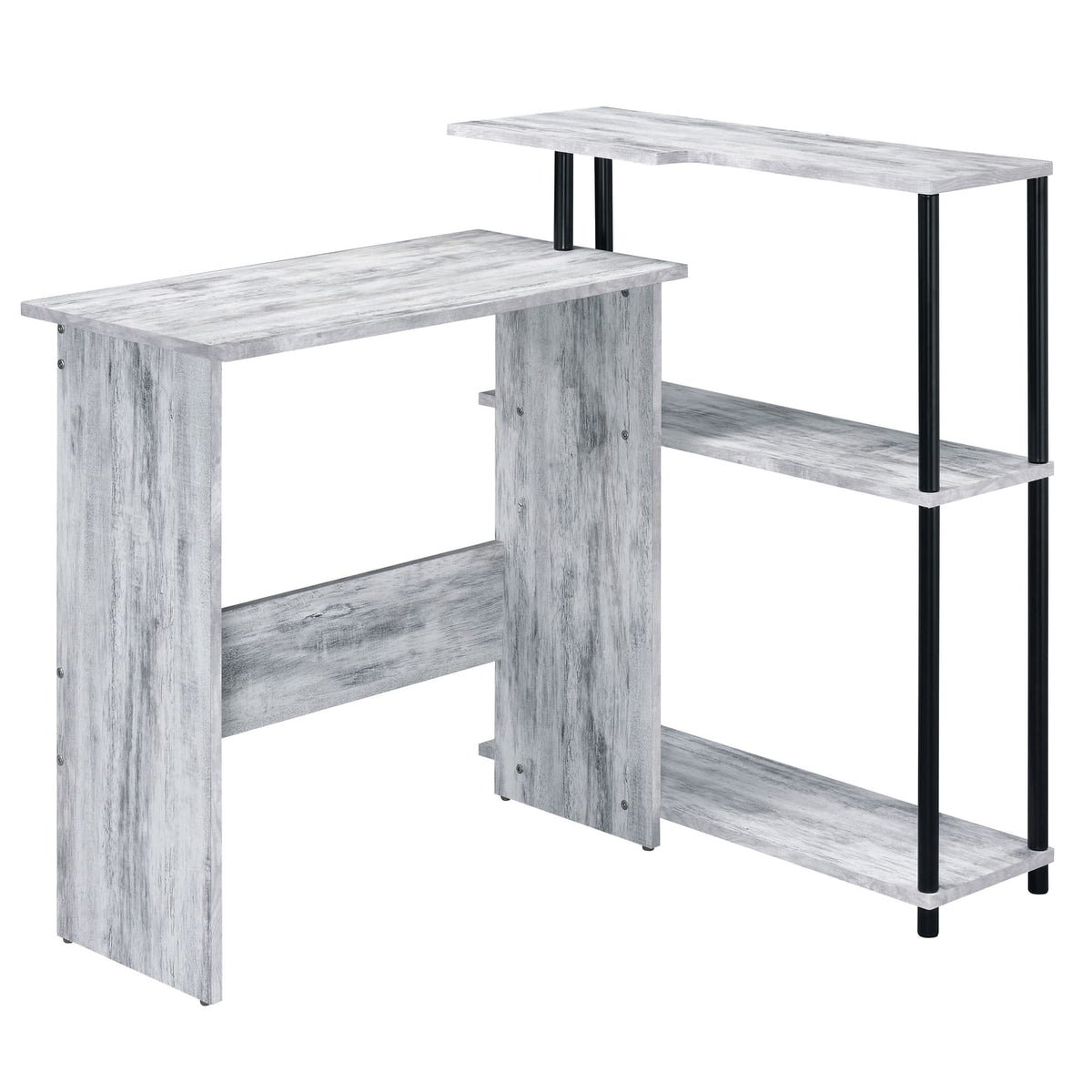 Black Grey Writing Desk with Shelves - Office Desk