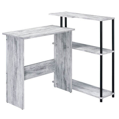 Black Grey Writing Desk with Shelves - Office Desk