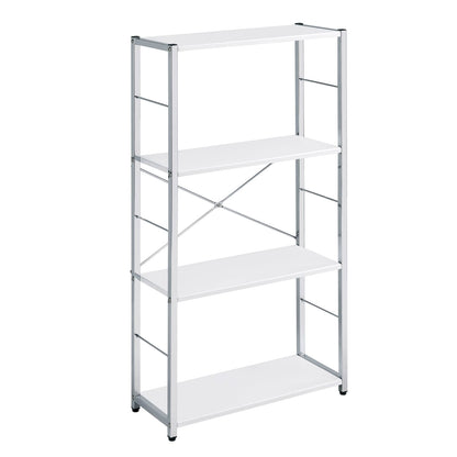 4-Tier White Bookshelf - Bedroom Storage Solutions