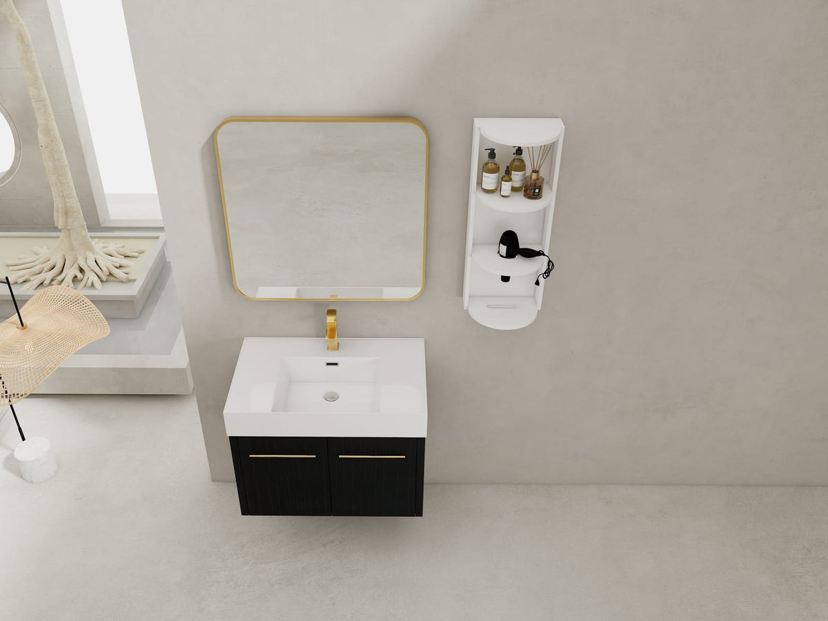 Black Chestnut Bathroom Vanity - 30 Inch Wall Mount Sink