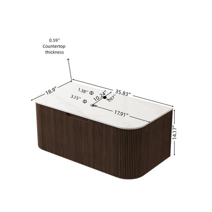Dark Walnut Plywood Bathroom Vanity Cabinet with Artificial Marble Top