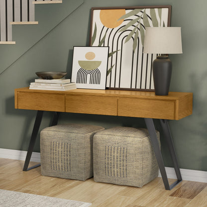60" Wide Oak Console Table - Entryway Organizer Table for Living Room