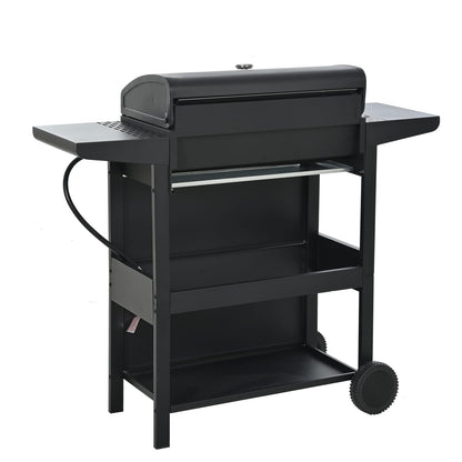 Black Iron 4 Burner Propane Grill for Garden and Patio Cooking
