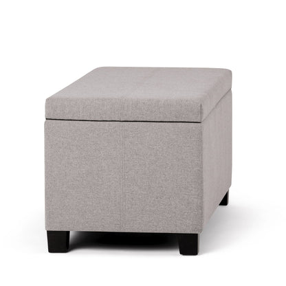 Gray Storage Ottoman Bench with Fabric Upholstery for Living Room