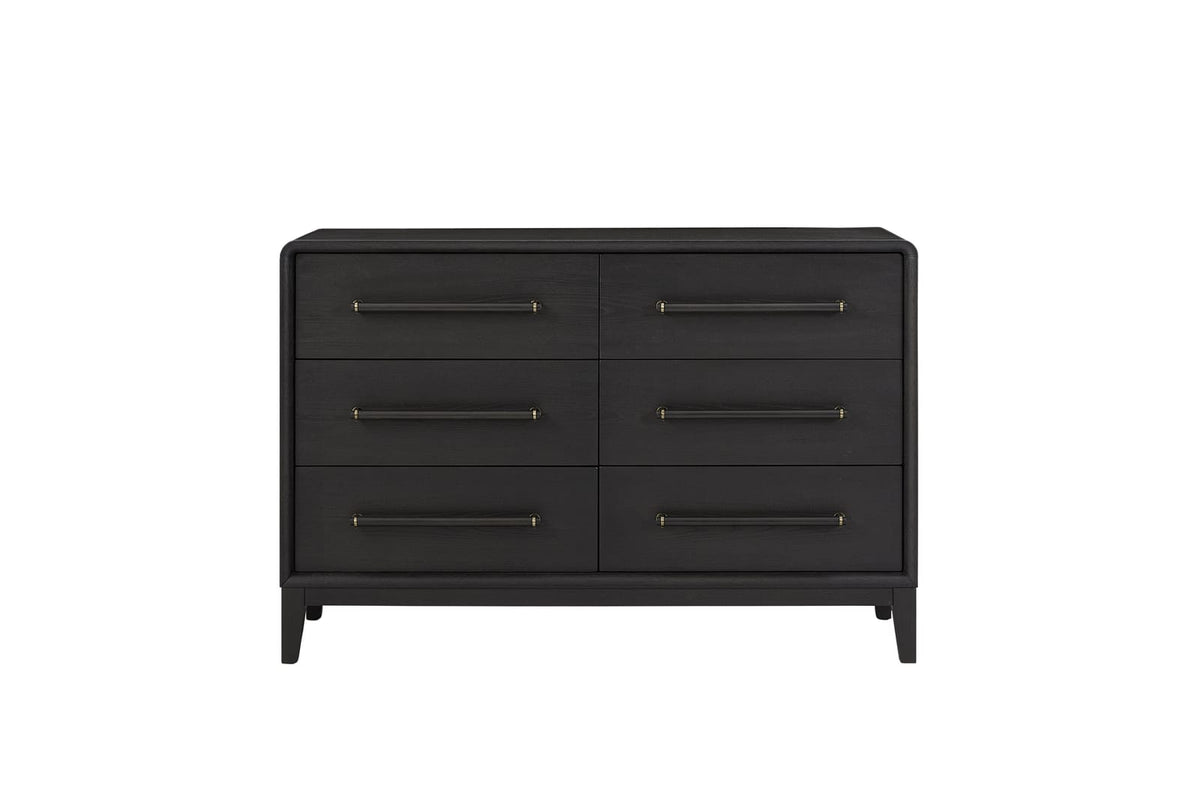 Black Solid Wood Dresser - 54" Wide for Bedroom