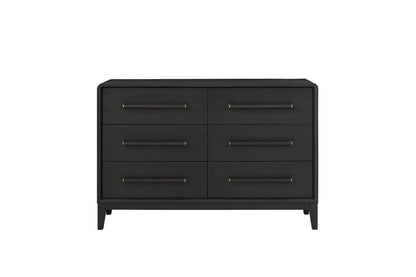 Black Solid Wood Dresser - 54" Wide for Bedroom