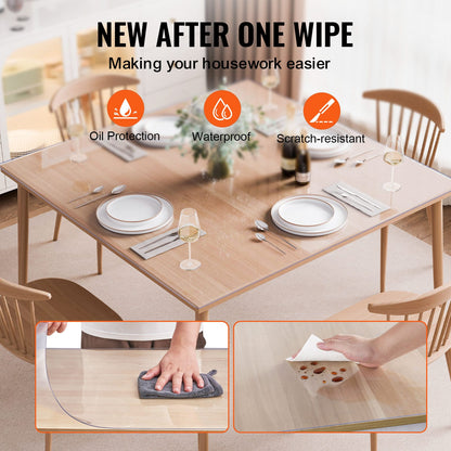 Clear PVC Table Protector - 54x54 Inch Desk Cover
