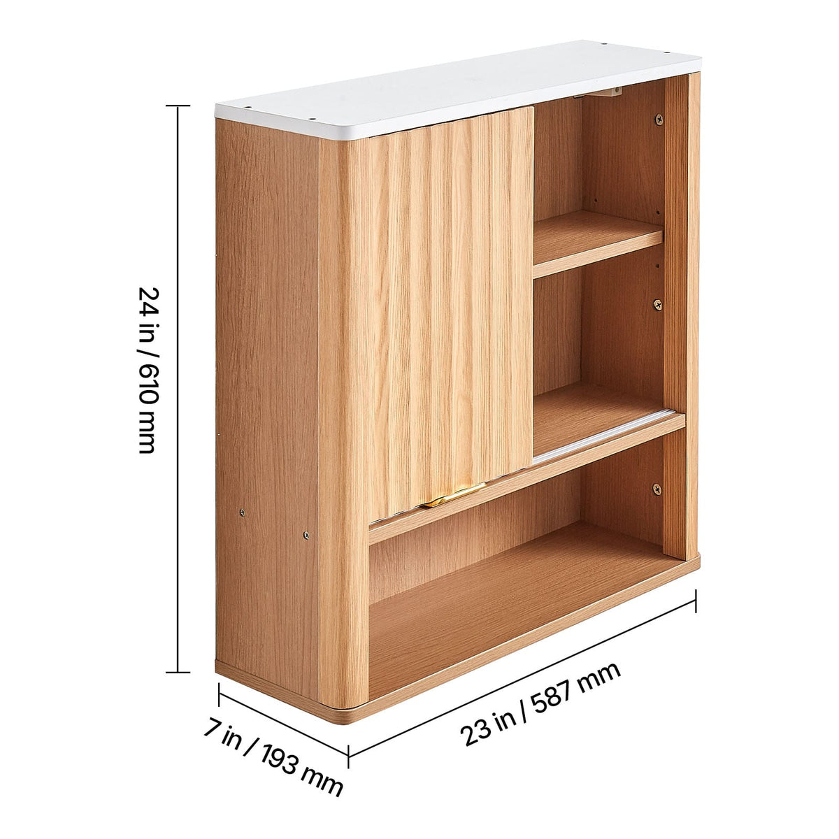 Bathroom Wall Cabinet - Wood, Adjustable Shelf, Over Toilet Storage