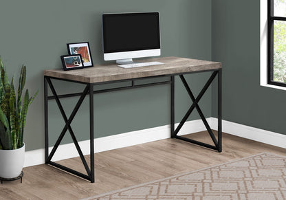 Computer Desk, Beige Laminate Home Office Desk - Black Metal Frame